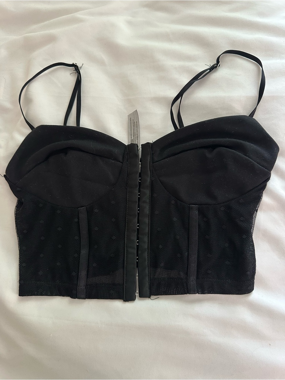 Free People Black Bustier Crop Top with Front Hooks
